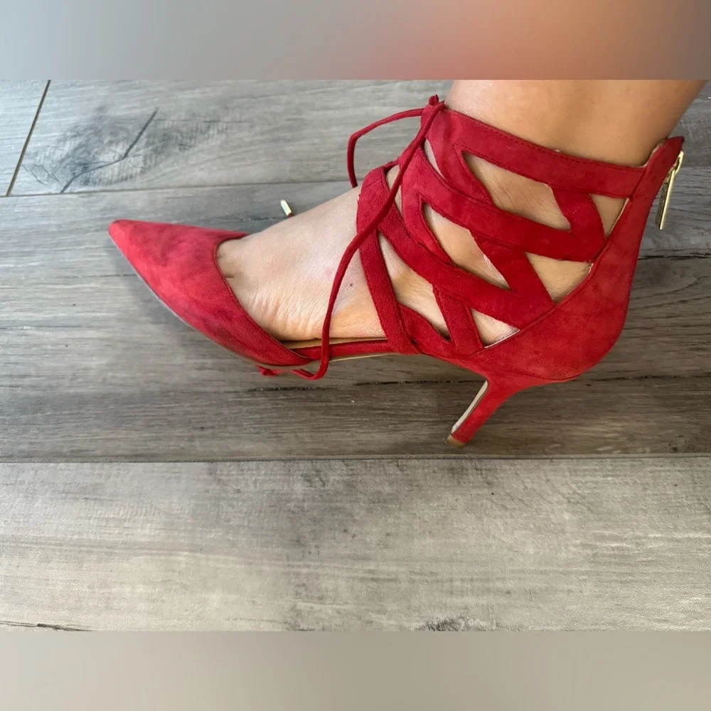 Red Ivanka Trump comfortable suede low heel shoes Size 10 no returns - Picture 11 of 16